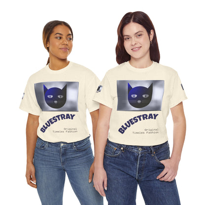 Bluestray Cat Graphic Tee — Retro Blue Cat Design