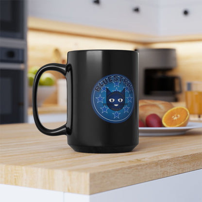 Bluestray Cat Emblem Mug — 15oz Black Ceramic Coffee Cup