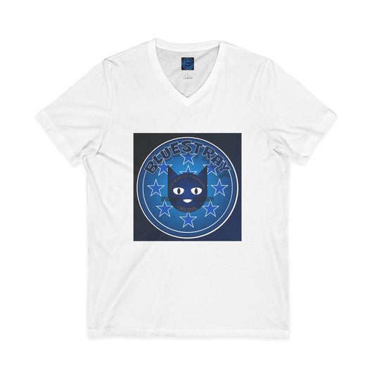 Bluestray Cat V-Neck Tee — Retro Night Sky Cat Graphic Shirt
