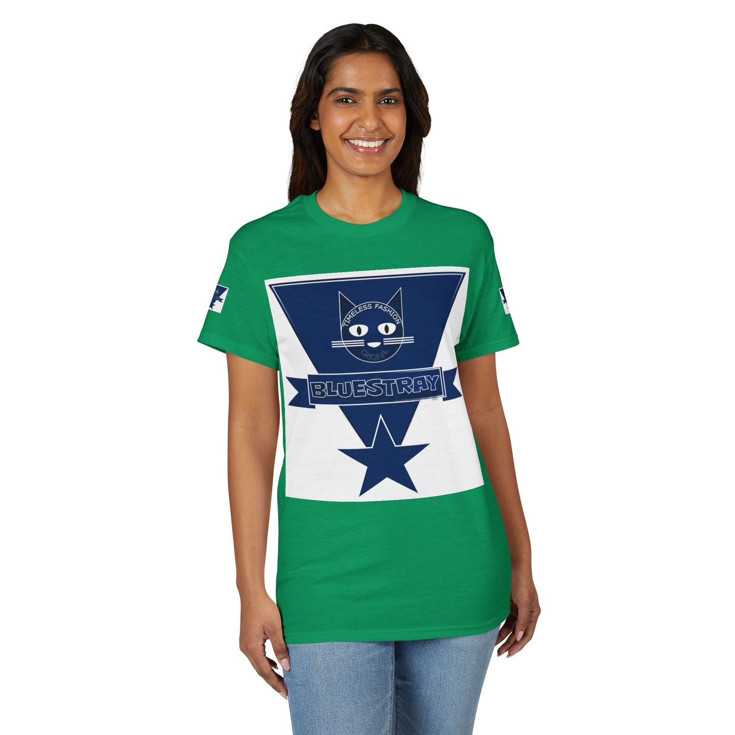 Bluestray Cat Graphic T-Shirt — Retro Star Logo Tee