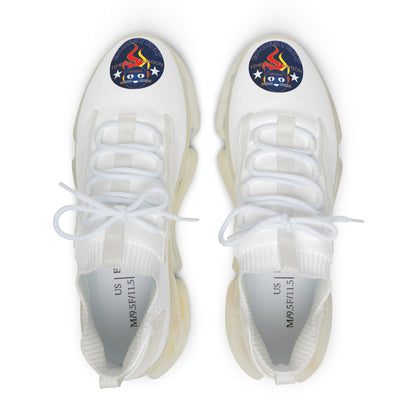 Men's White Mesh Sneakers — Breathable Athletic Shoes with Bluestray Flame Patch