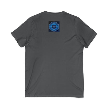 Bluestray Cat V-Neck Tee — Retro Night Sky Cat Graphic Shirt