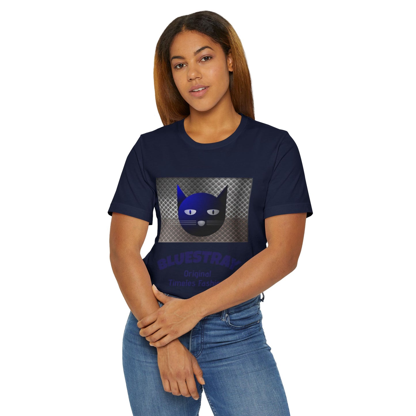 Bluestray Cat Graphic T-Shirt — Retro Blue Cat Logo Tee