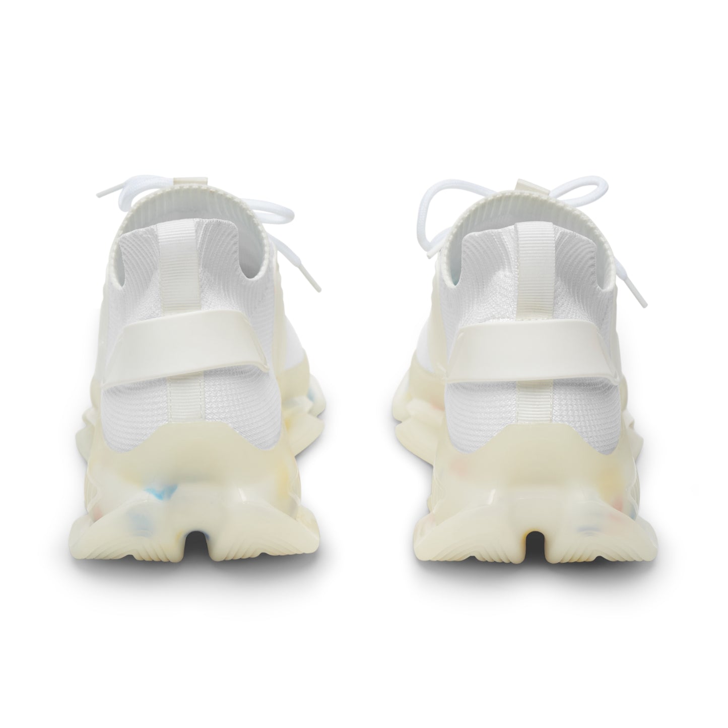 Men's White Mesh Sneakers — Breathable Athletic Shoes with Bluestray Flame Patch