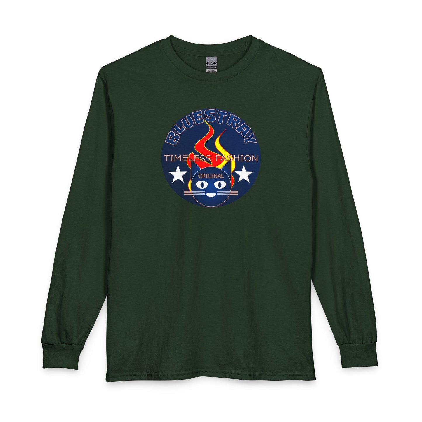 Equestrian Bluestray Time & Fashion Long Sleeve Tee — Flame Horse Logo