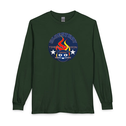 Equestrian Bluestray Time & Fashion Long Sleeve Tee — Flame Horse Logo