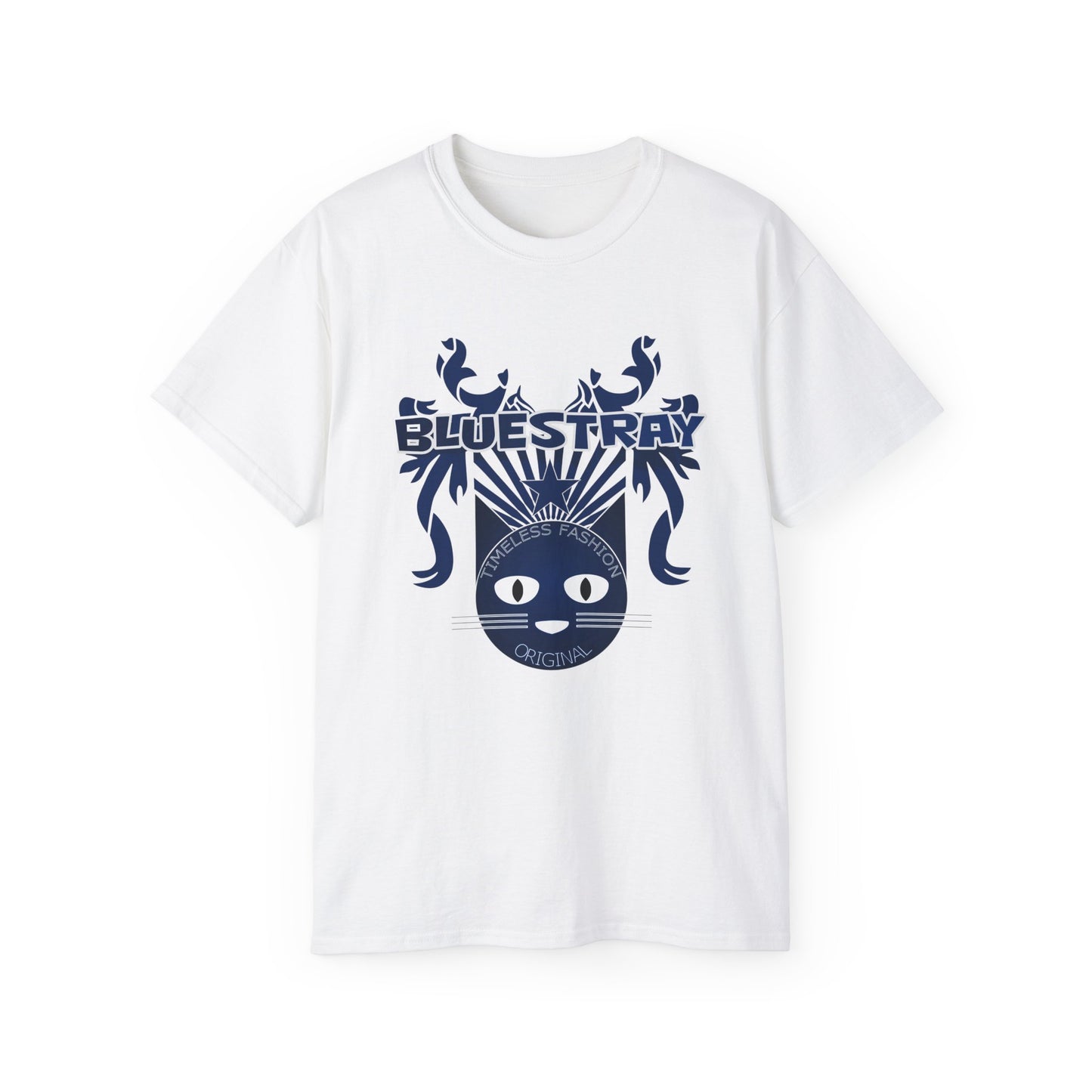 Bluestray Cat Graphic Tee — Retro Nautical Cat Design