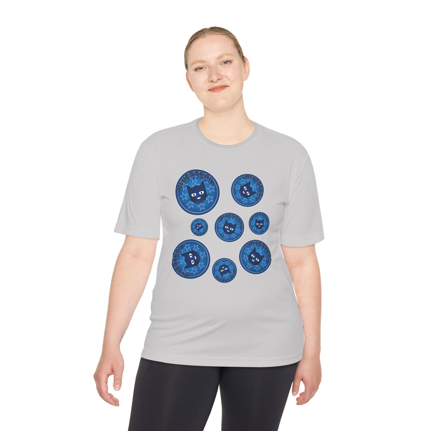 Blue Cat Galaxy Tee — "Bluestray" Graphic Moisture-Wicking Shirt