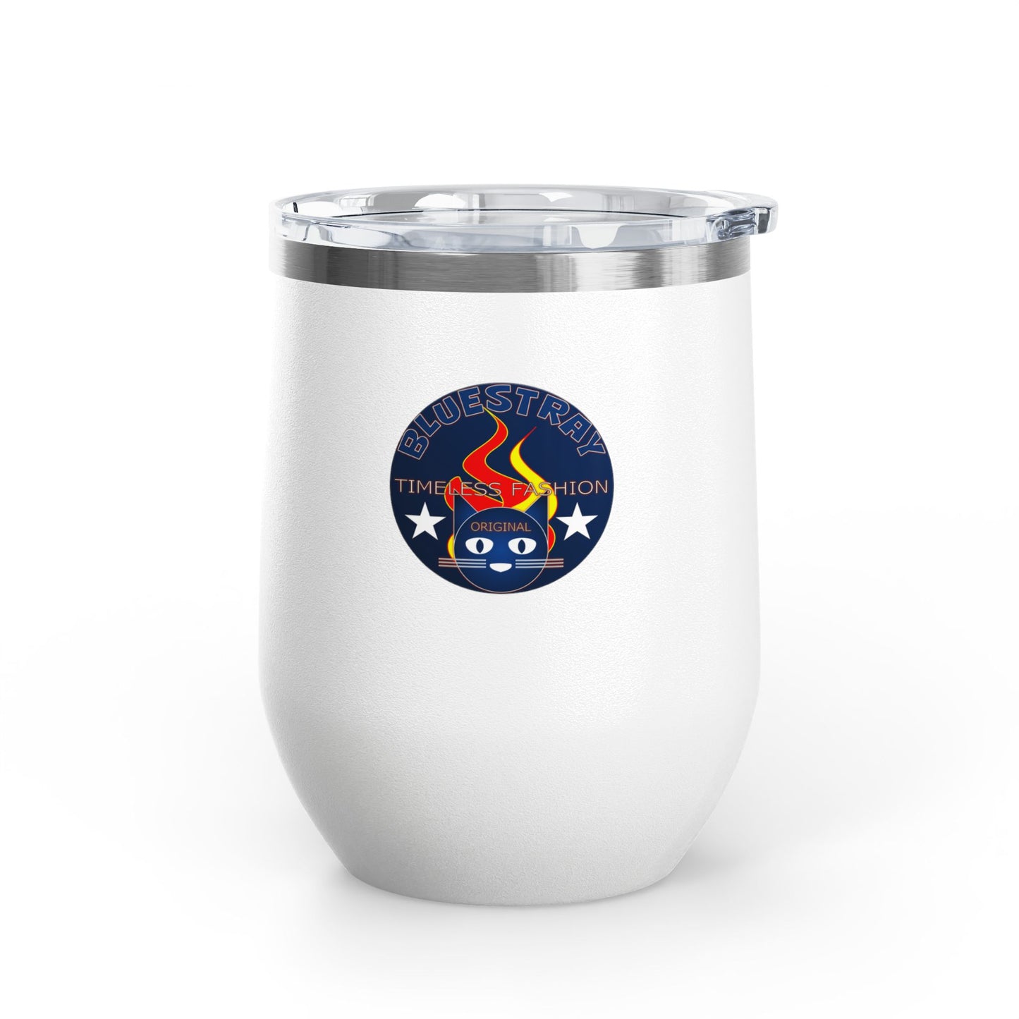 12oz Wine Tumbler — Fire & Flag Bluestray Logo Stainless Insulated Wine Cup many Colors