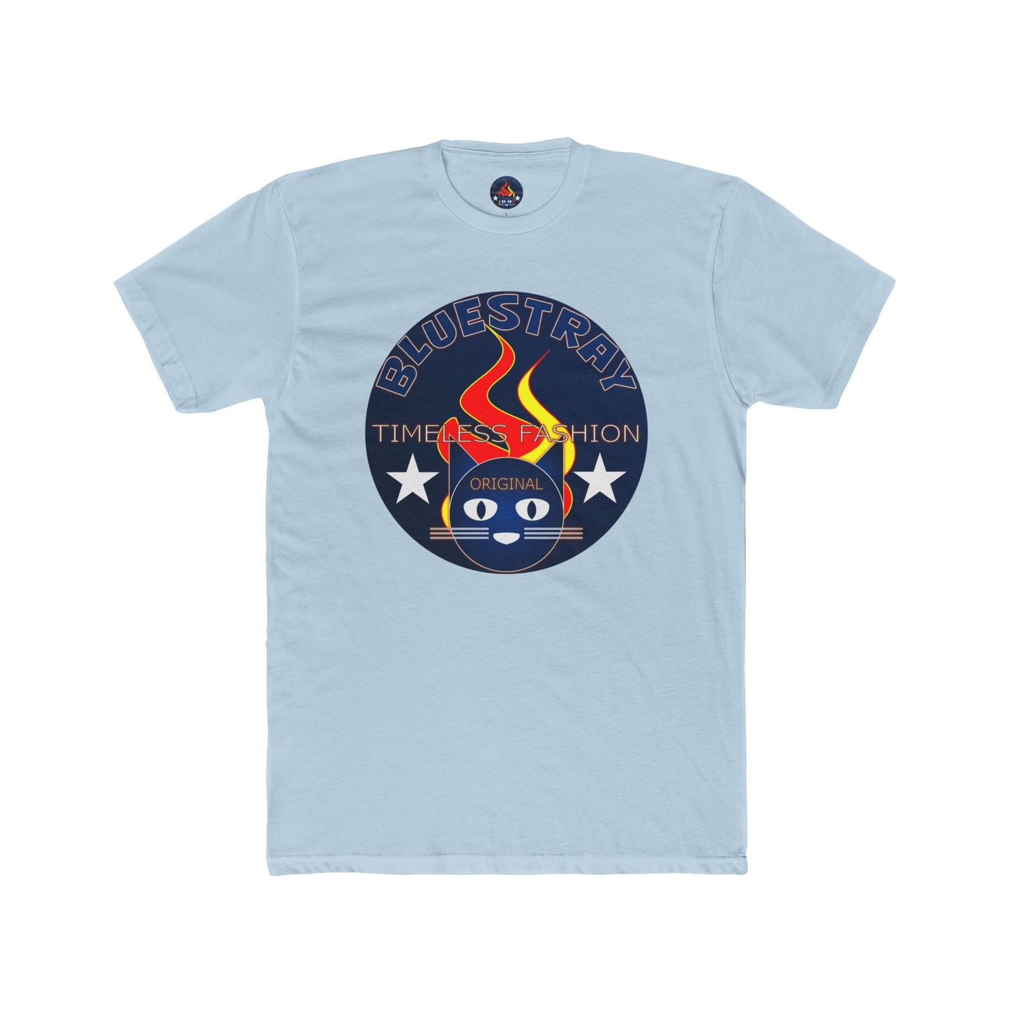 Retro Cat Flame Logo Tee — Bluestay Time & Motion Graphic T-Shirt