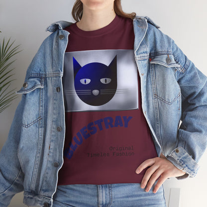Bluestray Cat Graphic Tee — Retro Blue Cat Design