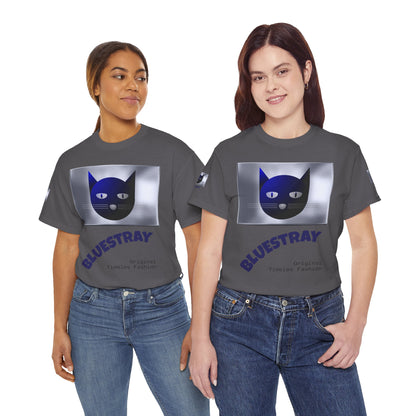 Bluestray Cat Graphic Tee — Retro Blue Cat Design