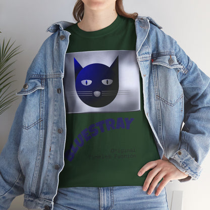 Bluestray Cat Graphic Tee — Retro Blue Cat Design
