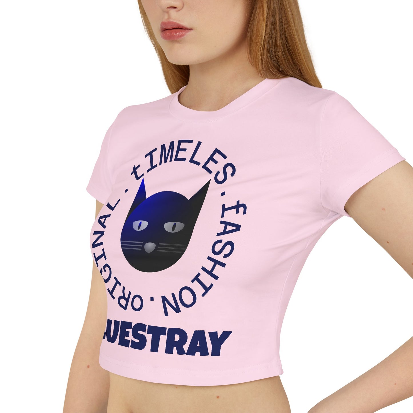Women's Baby Tee — 'Bluestray' Cat Graphic Crop Top