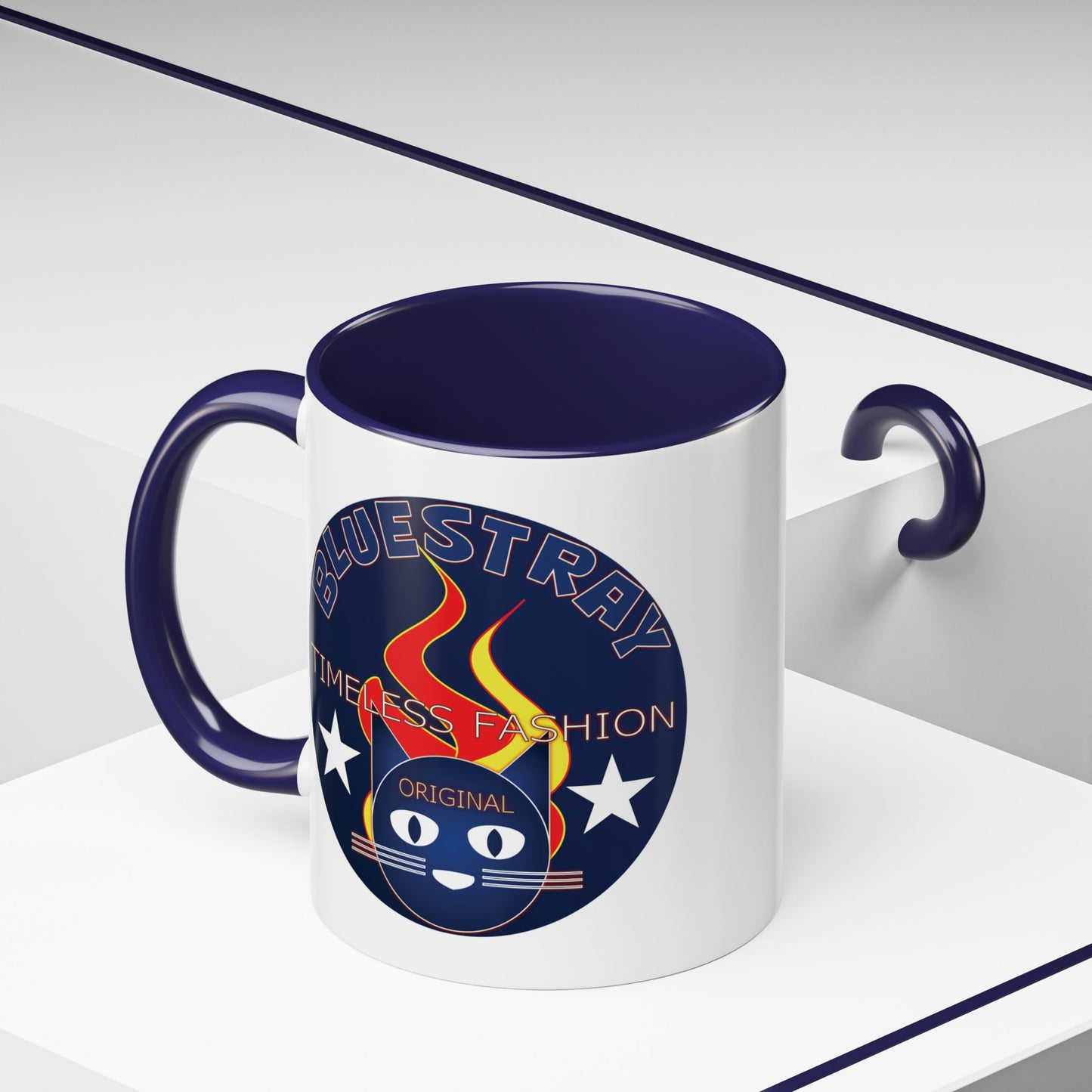 Bluestray Timeless Fashion Accent Coffee Mug — Retro Cat Logo 11/15oz