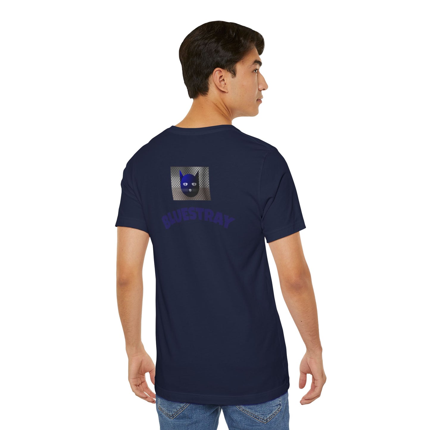 Bluestray Cat Graphic T-Shirt — Retro Blue Cat Logo Tee