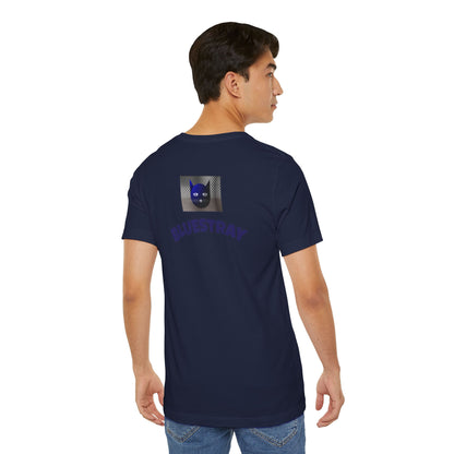 Bluestray Cat Graphic T-Shirt — Retro Blue Cat Logo Tee