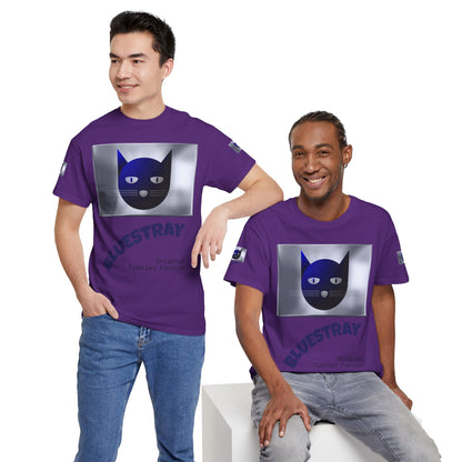 Bluestray Cat Graphic Tee — Retro Blue Cat Design