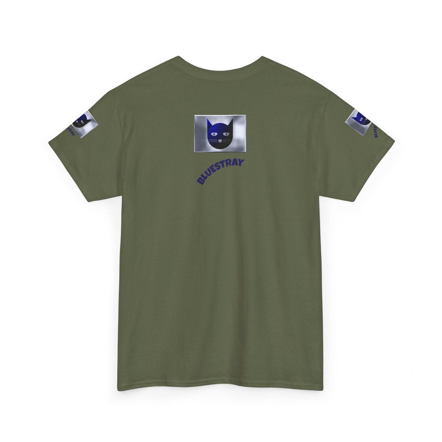 Bluestray Cat Graphic Tee — Retro Blue Cat Design