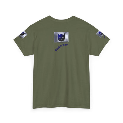 Bluestray Cat Graphic Tee — Retro Blue Cat Design