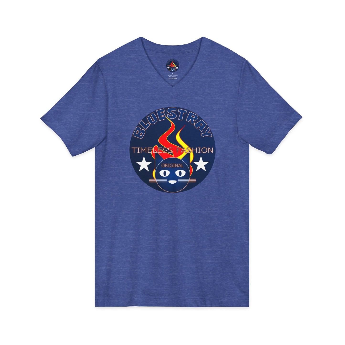 Time Station Equestrian Bluestray Cat V-Neck Tee