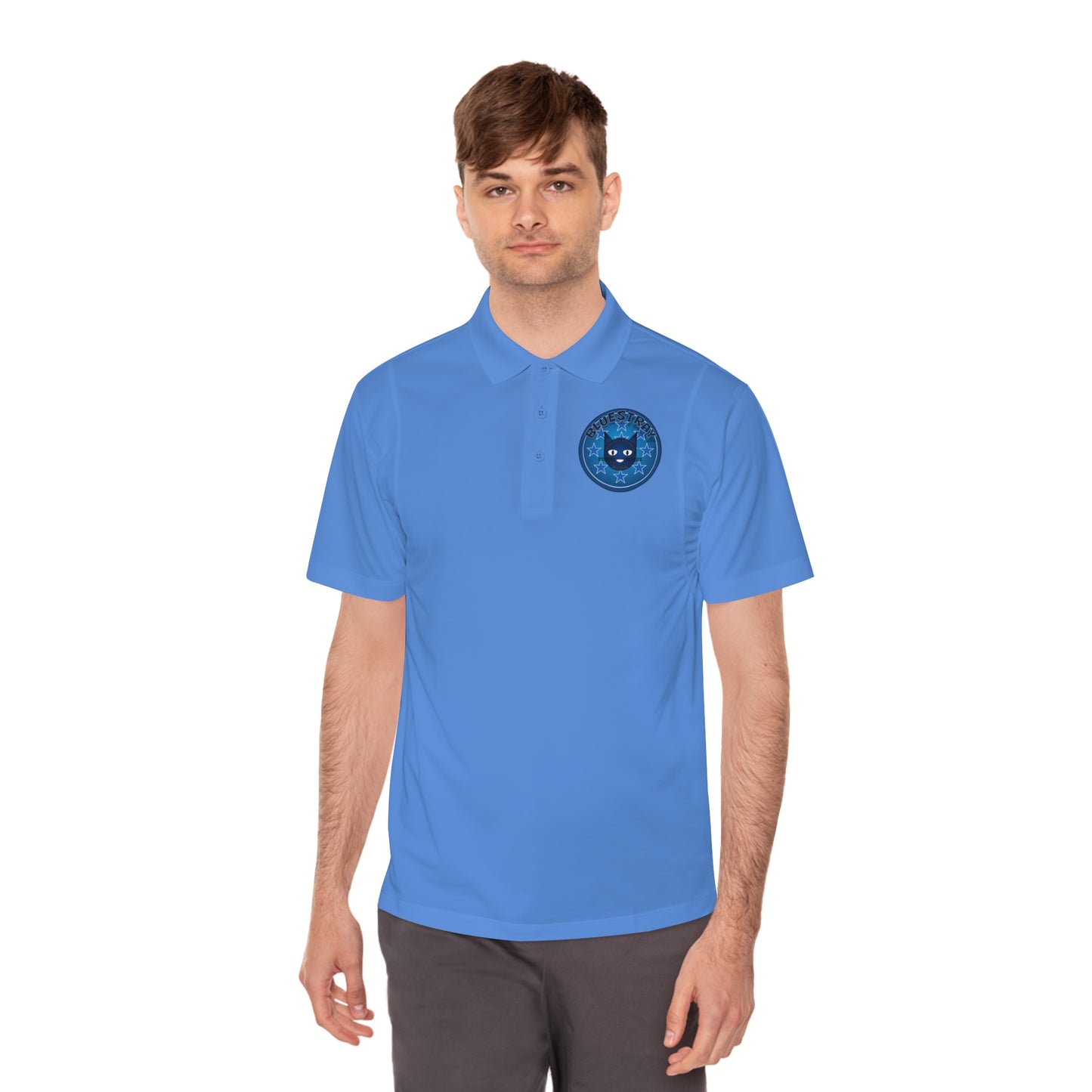 Men's Polo Shirt — Bluestray Galaxy Cat Logo Athletic Golf Shirt