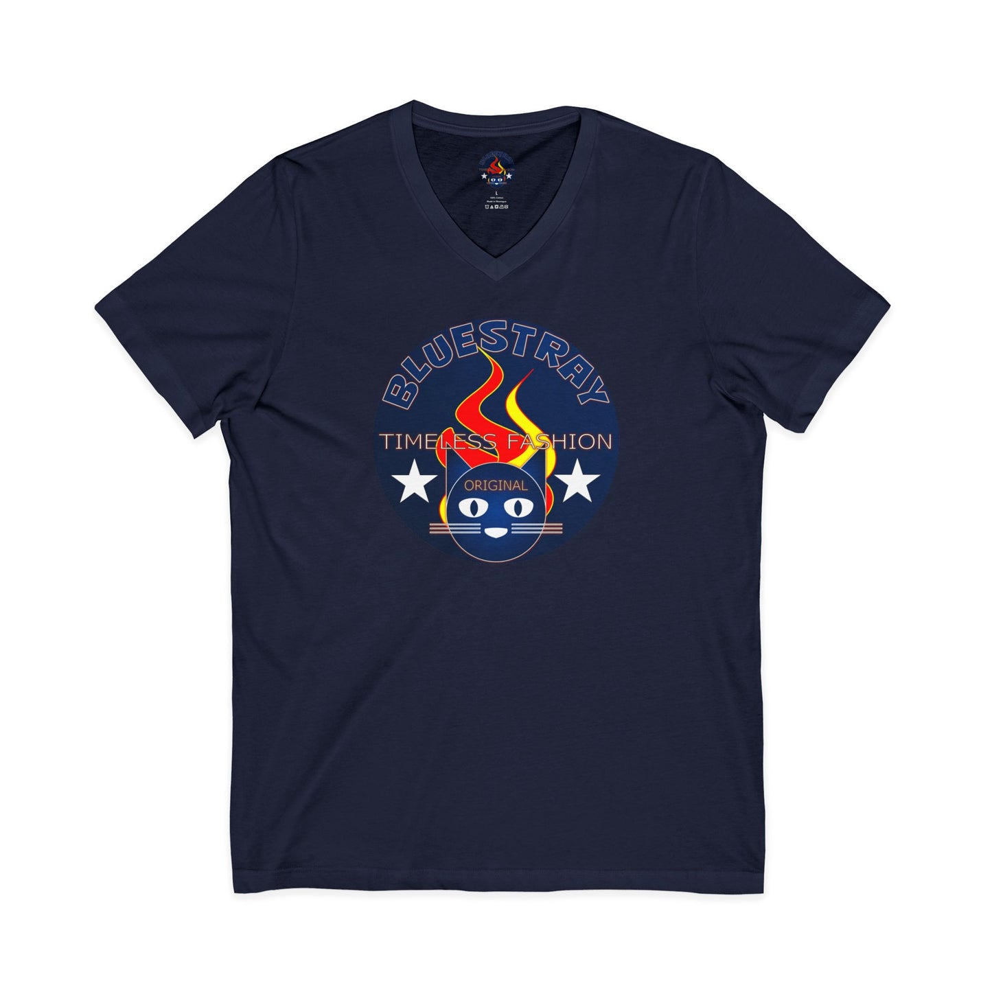 Time Station Equestrian Bluestray Cat V-Neck Tee