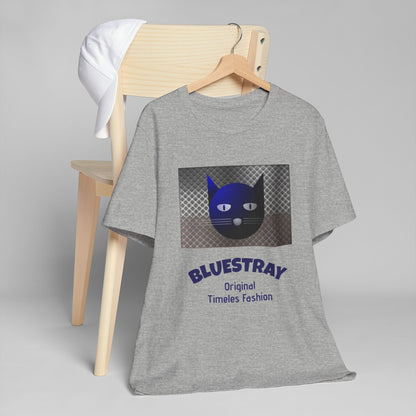 Bluestray Cat Graphic T-Shirt — Retro Blue Cat Logo Tee