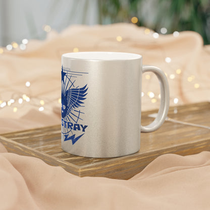 Bluestray Metallic Mug — Retro Winged Cat Silver/Gold Travel Coffee Cup