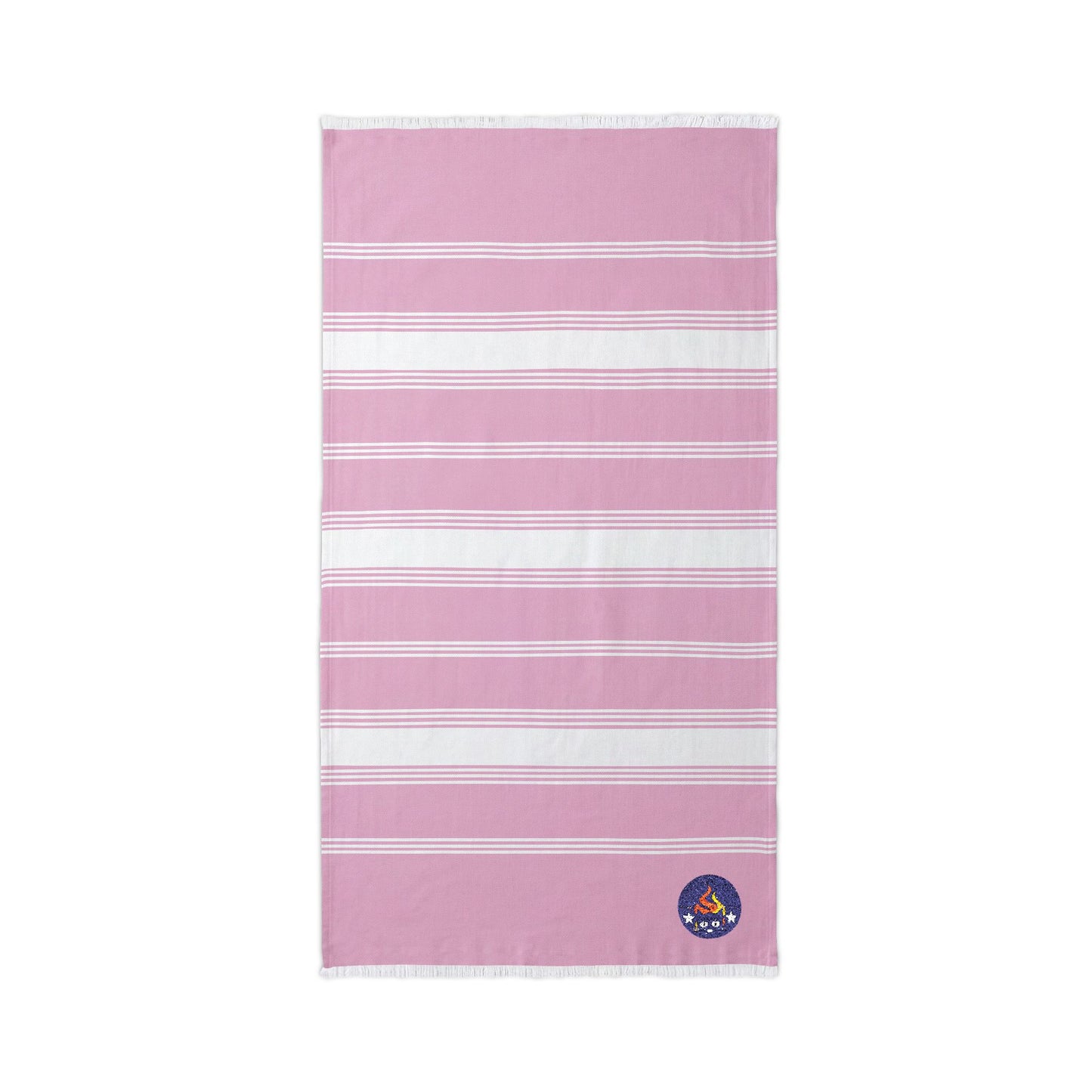 Embroidered Stripe Beach Throw – Nautical Cotton Bluestray Towel with Anchor Patch