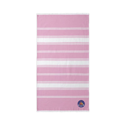 Embroidered Stripe Beach Throw – Nautical Cotton Bluestray Towel with Anchor Patch
