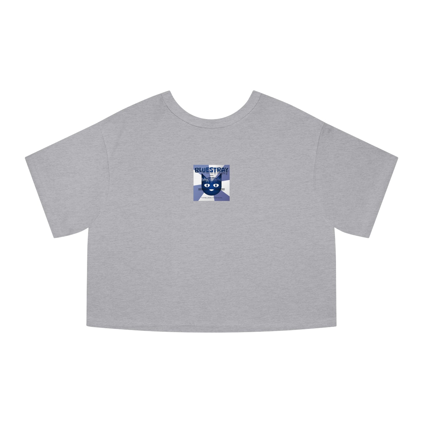 Bluestray Cat Graphic Cropped Tee — Vintage-Inspired Women's Champion Shirt