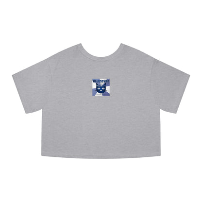 Bluestray Cat Graphic Cropped Tee — Vintage-Inspired Women's Champion Shirt