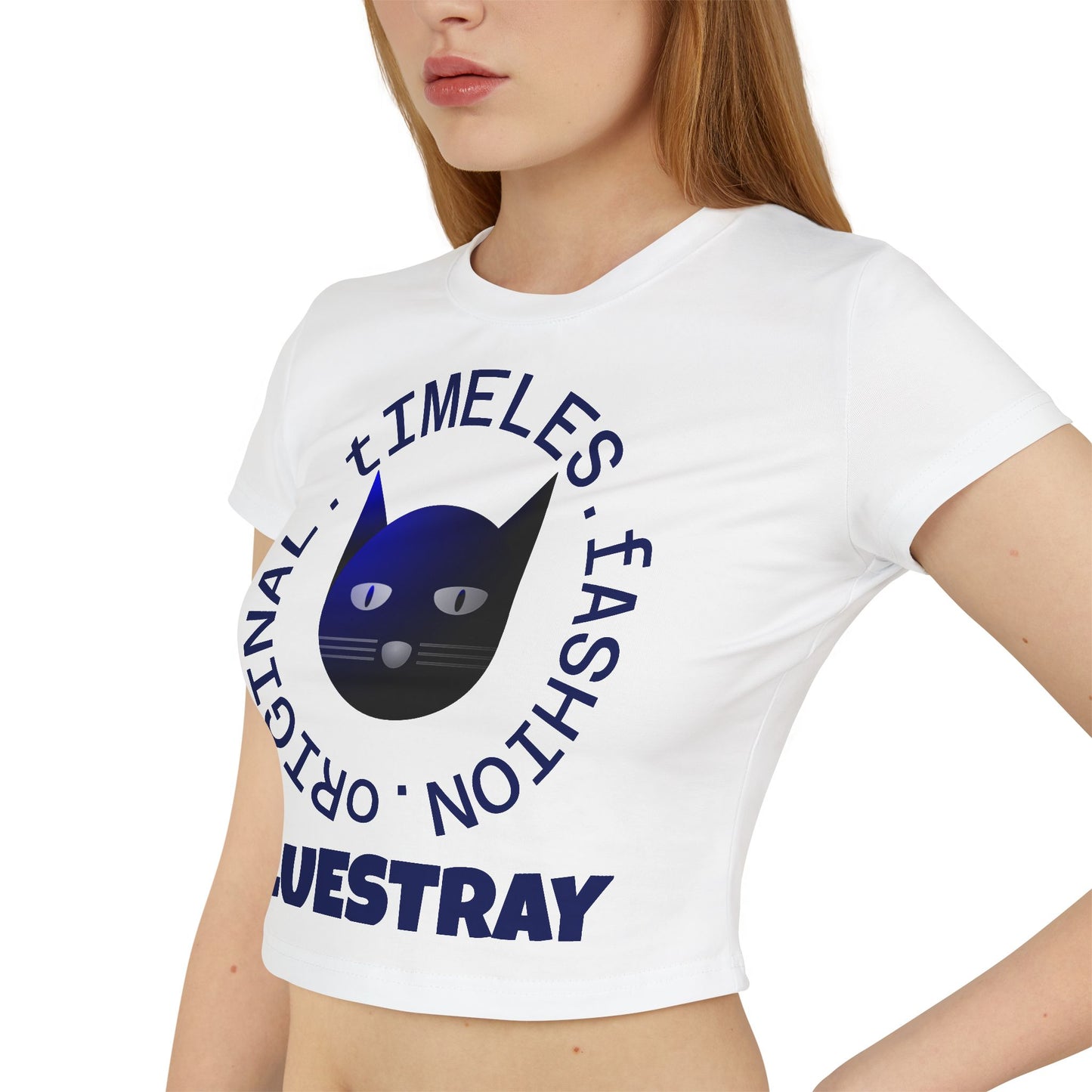 Women's Baby Tee — 'Bluestray' Cat Graphic Crop Top