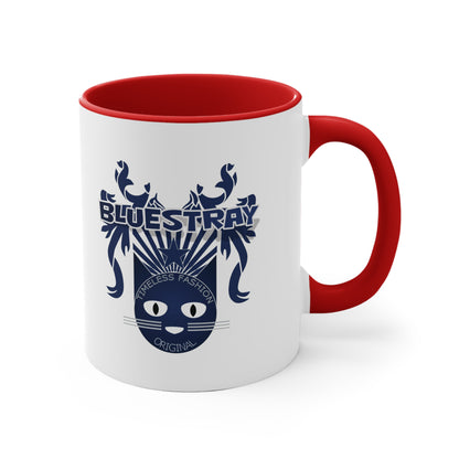 Bluestray Cat Accent Mug — Retro Cat Crest Coffee Cup (11oz)