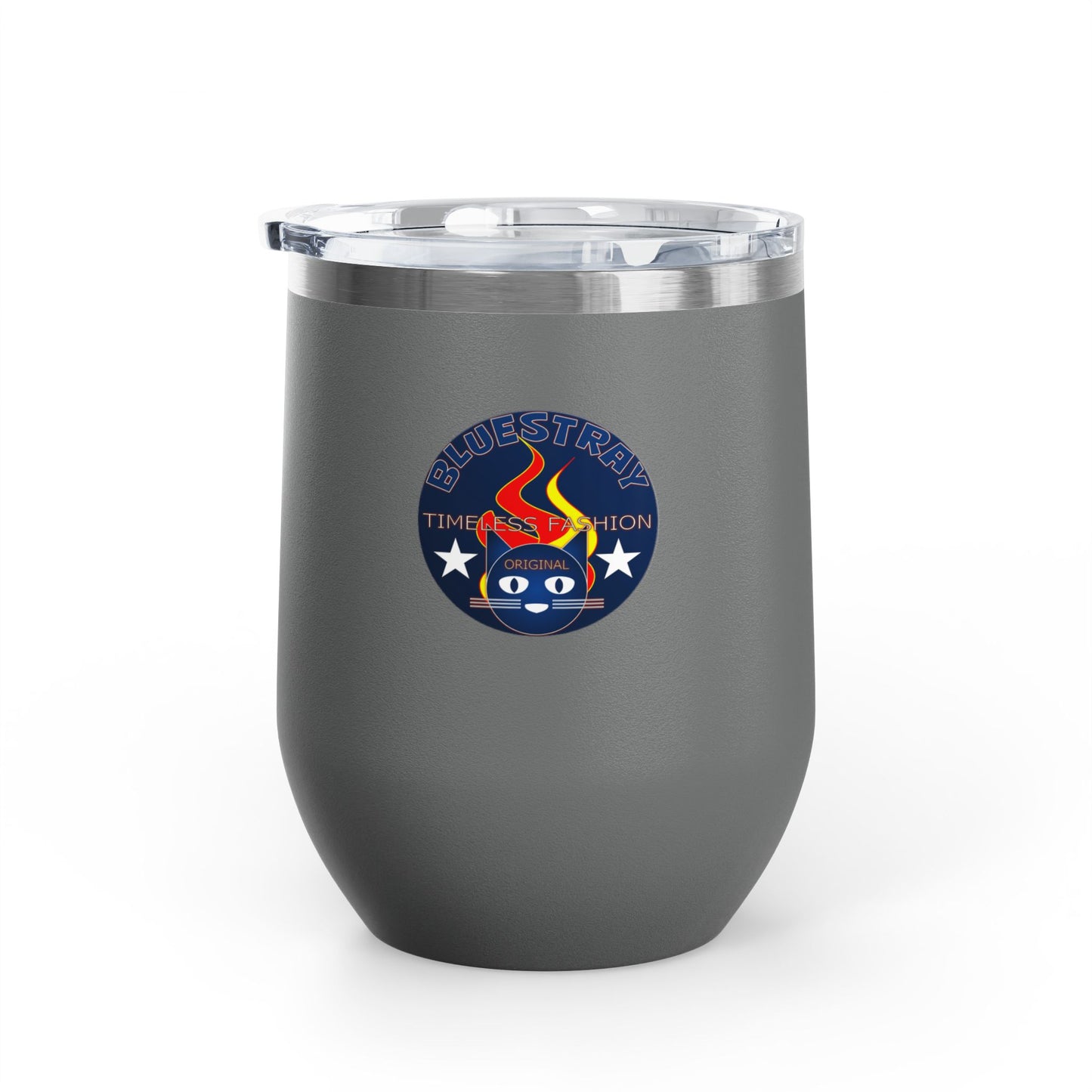 12oz Wine Tumbler — Fire & Flag Bluestray Logo Stainless Insulated Wine Cup many Colors