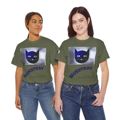 Bluestray Cat Graphic Tee — Retro Blue Cat Design