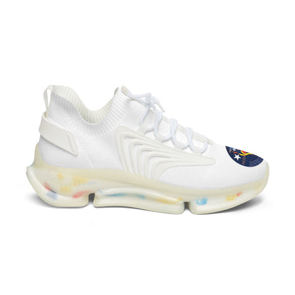 Bluestray Mesh Sneakers — White Knit Trainers with Retro Rocket Patch