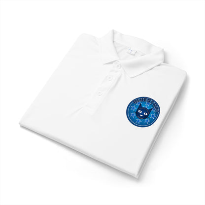 Embroidered Bluestray Cat Patch Polo Shirt — Cute Cat Logo Performance Golf Polo