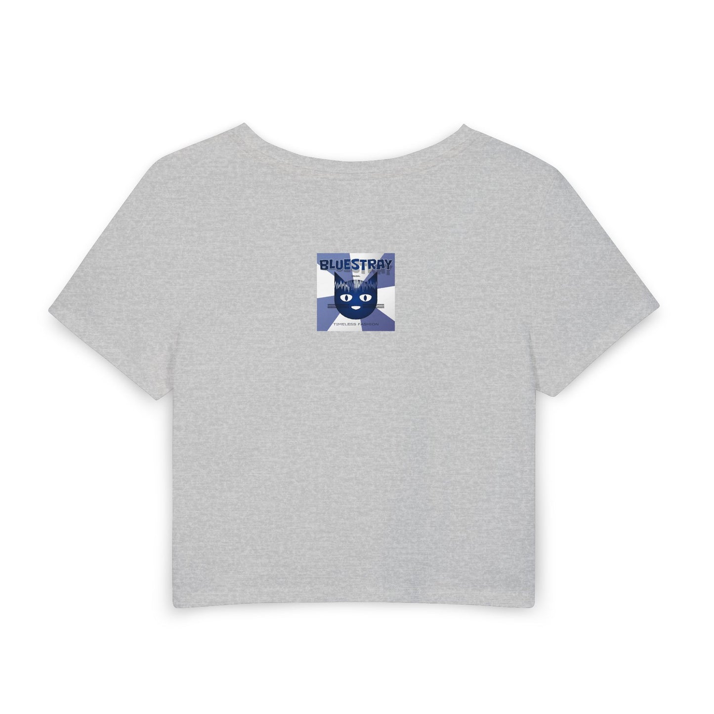 Bluestray Cat Graphic Baby Tee — Retro Indie Band Style Women’s Crop Top