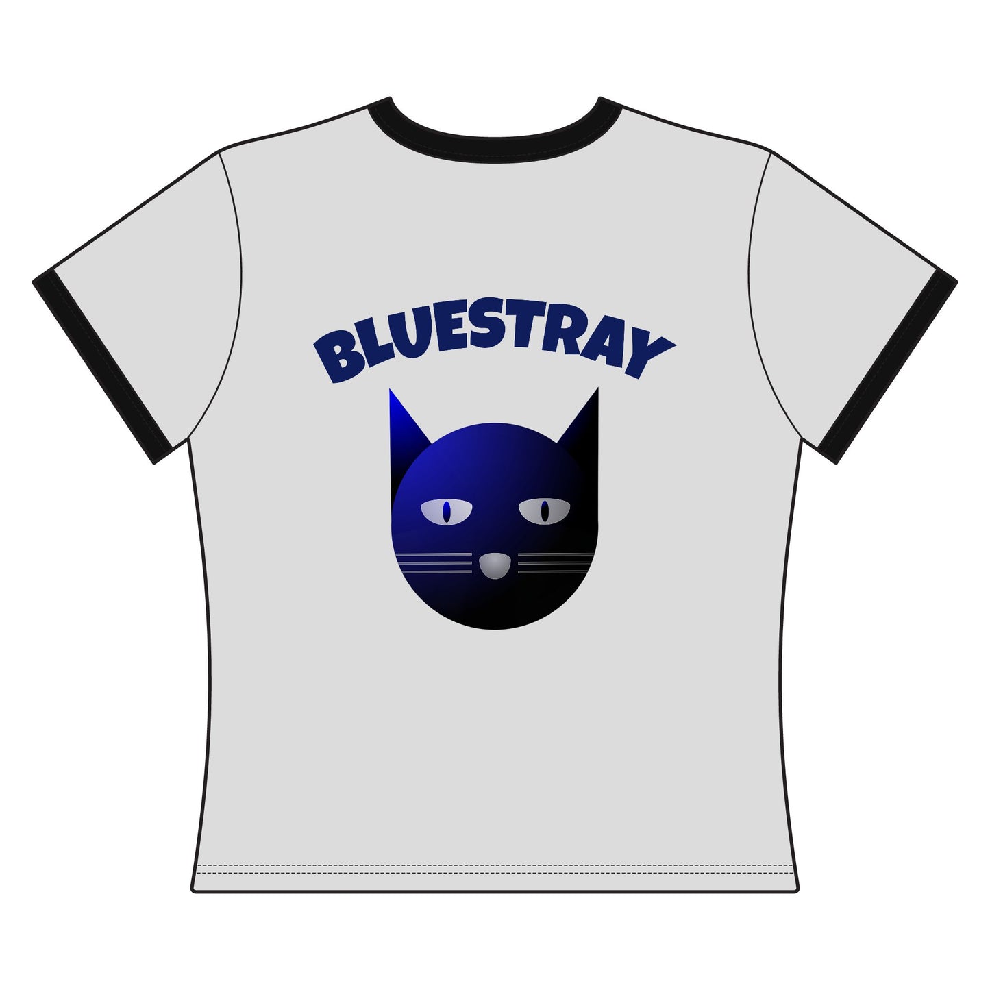 Bluestray Cat Ringer Tee — Retro Graphic Women's Crop Shirt
