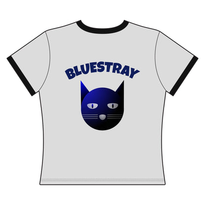 Bluestray Cat Ringer Tee — Retro Graphic Women's Crop Shirt