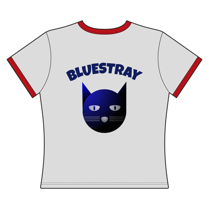 Bluestray Cat Ringer Tee — Retro Graphic Women's Crop Shirt