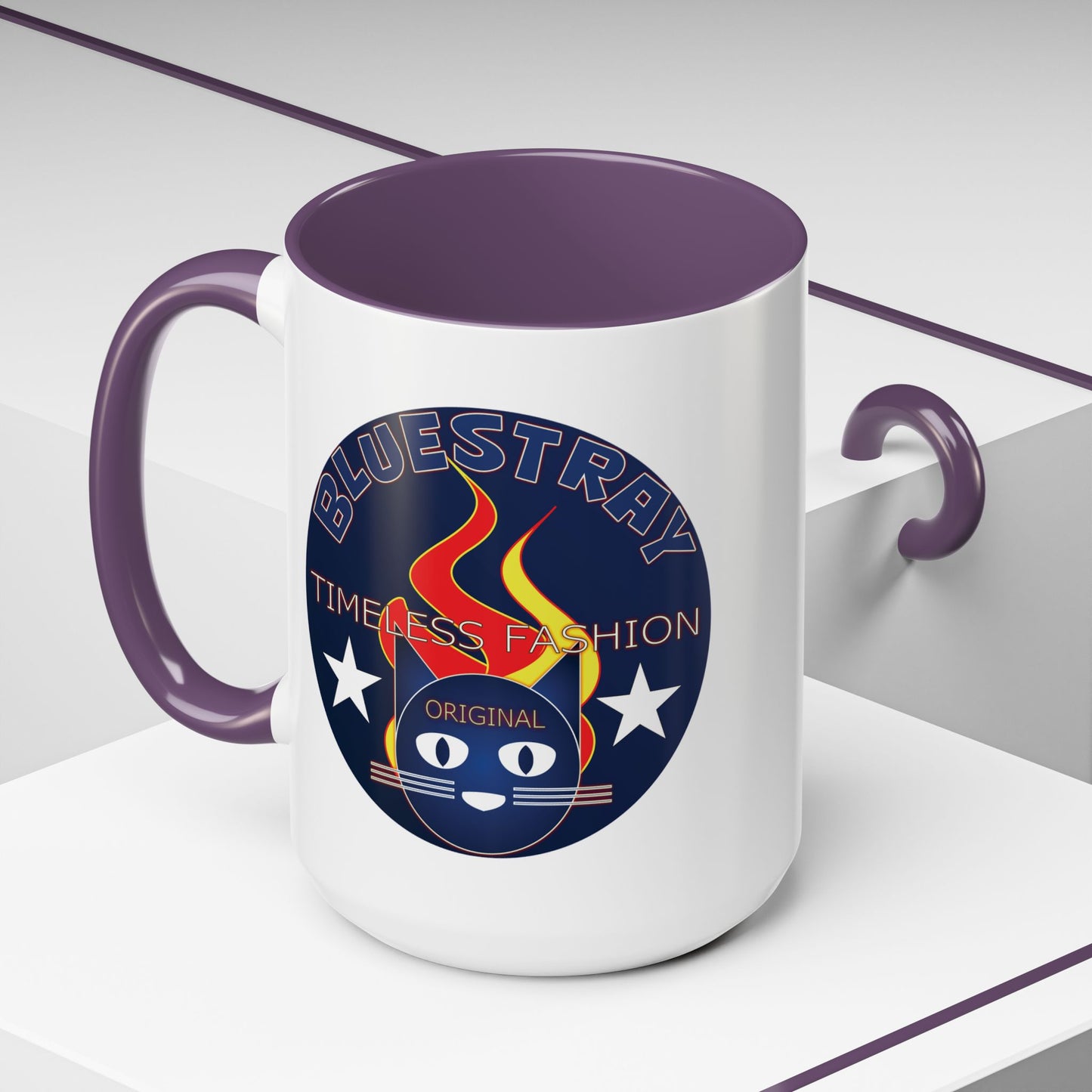 Bluestray Timeless Fashion Accent Coffee Mug — Retro Cat Logo 11/15oz