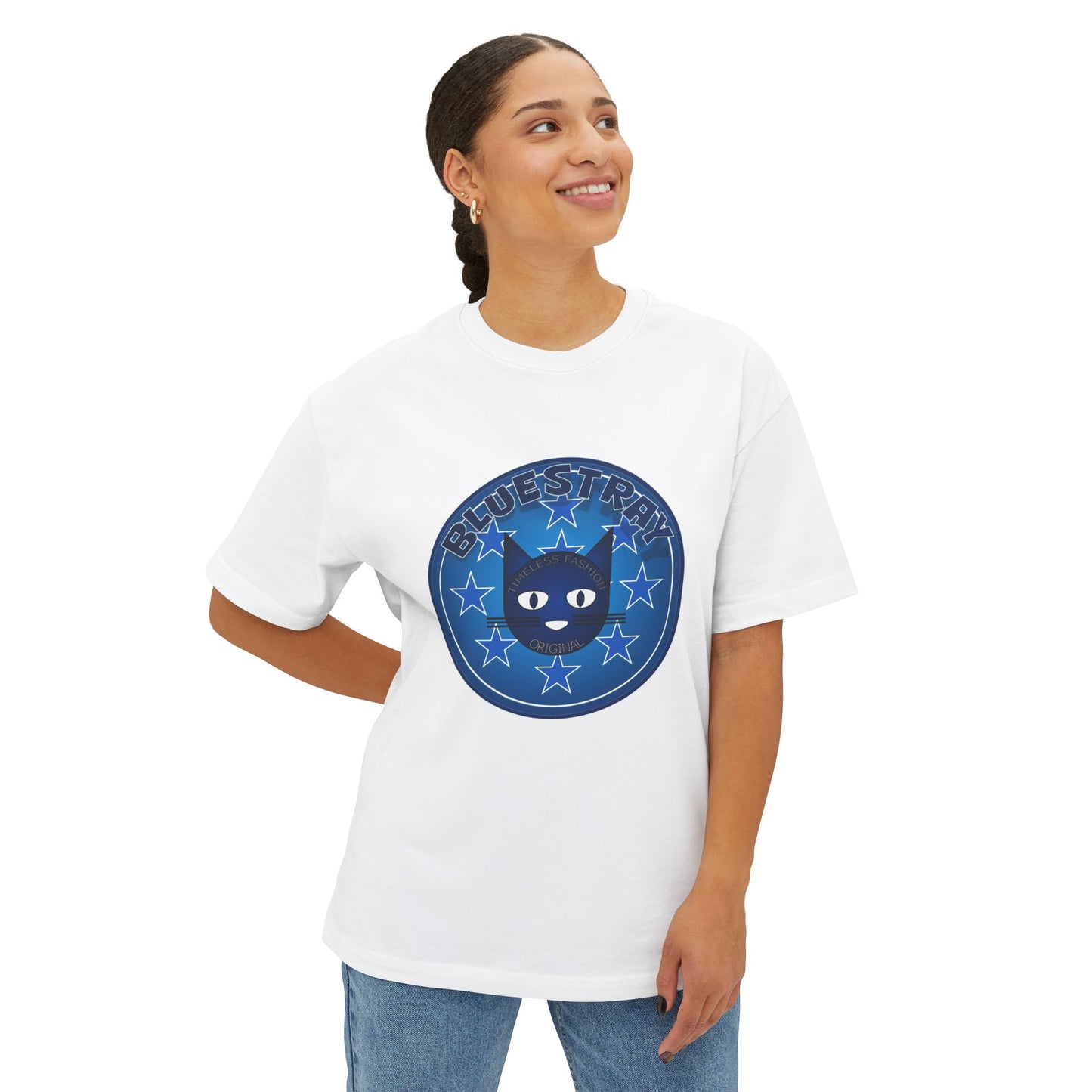 Blue Cat Stars Tee — "Bluestray" Graphic T-Shirt