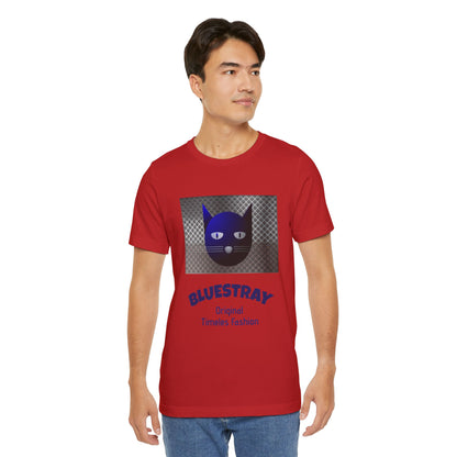 Bluestray Cat Graphic T-Shirt — Retro Blue Cat Logo Tee