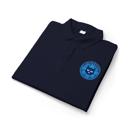 Embroidered Bluestray Cat Patch Polo Shirt — Cute Cat Logo Performance Golf Polo