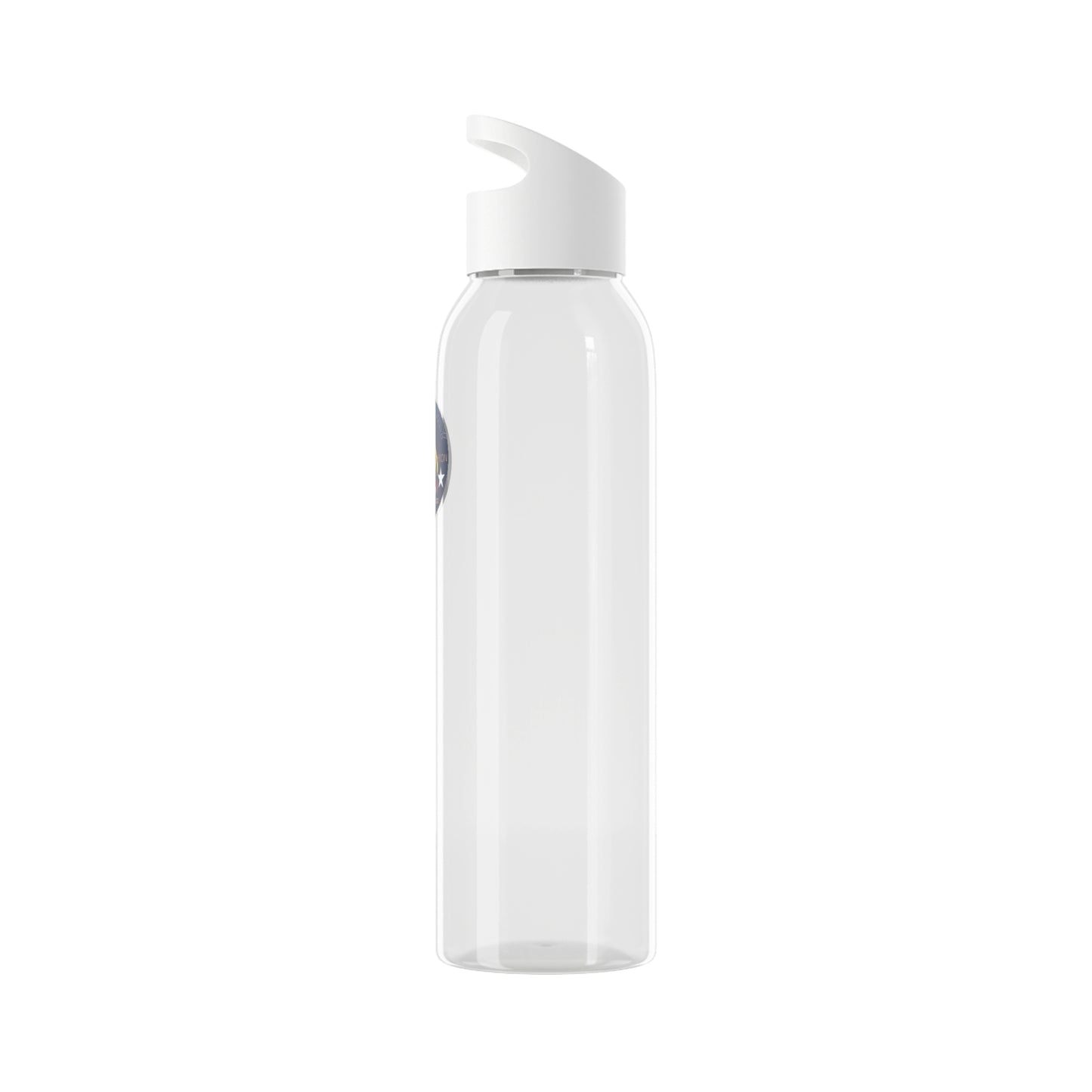 Bluestray Logo Water Bottle — Clear Reusable Bottle with Star & Flame Emblem