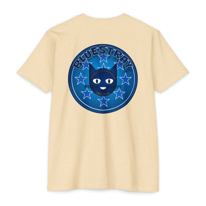 Bluestray Cat Graphic T-Shirt — “Bluestray” Retro Star Logo