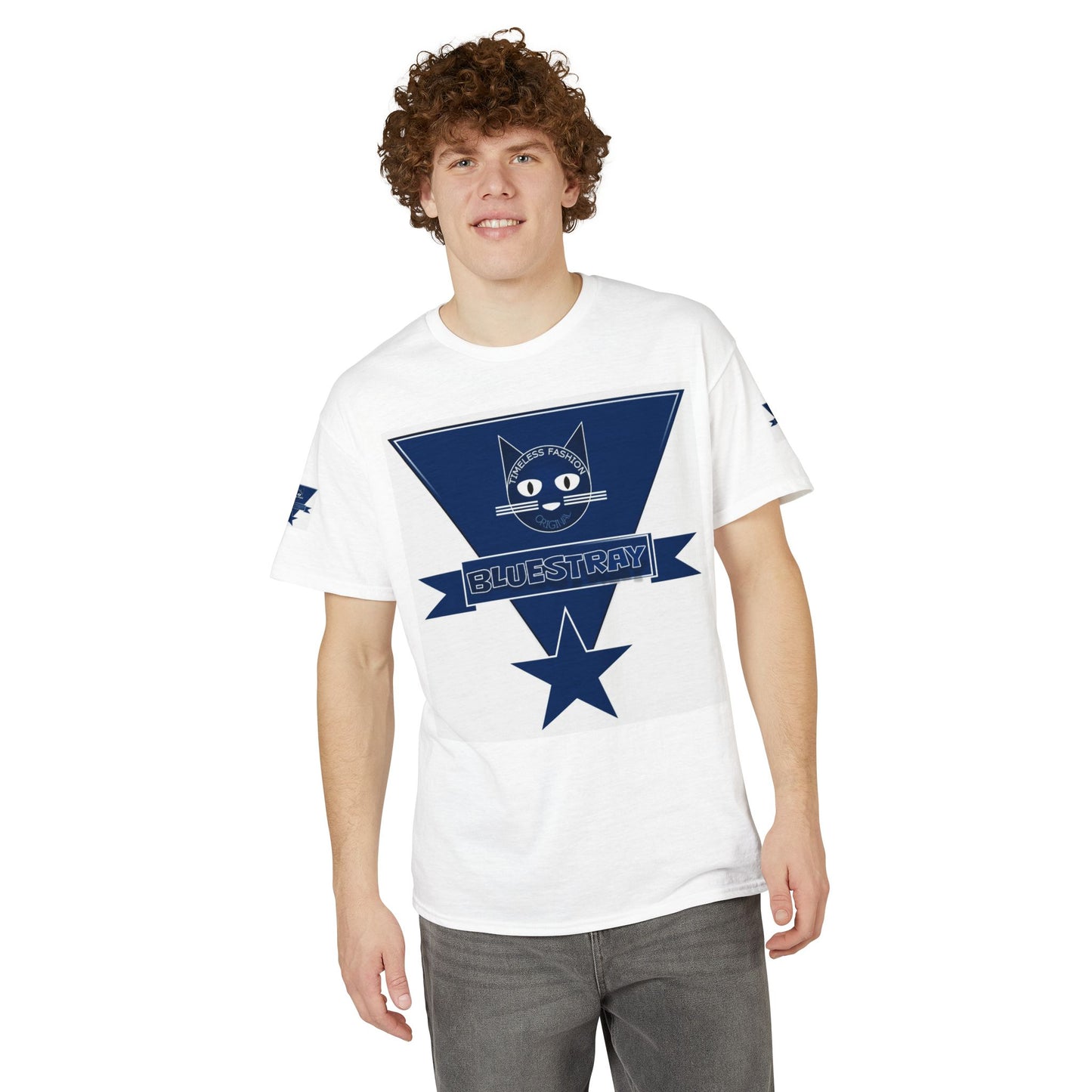 Bluestray Cat Graphic T-Shirt — Retro Star Logo Tee